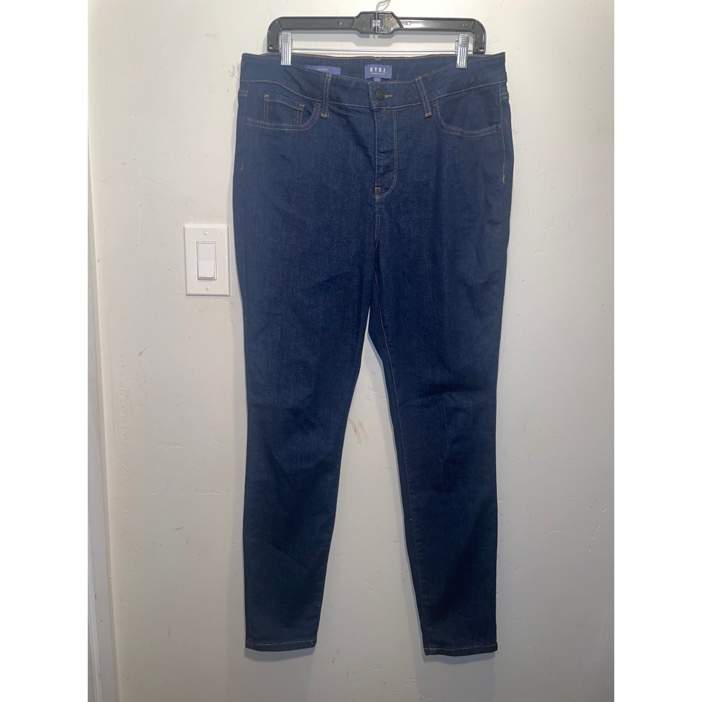 NYDJ Women Dark Wash Skinny Jeans Lift Tuck Technology Size 12 Denim Pants